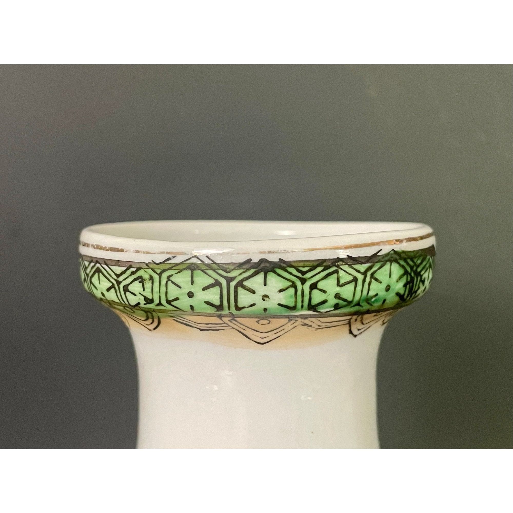 鳥と花が描かれたヴィンテージ中国製花瓶 - アジア風装飾磁器瓶 - 高さ