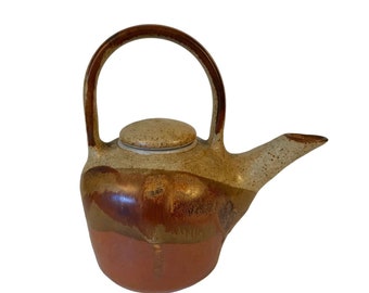 Mid Century Fine Arts Stoneware Pottery Tea Pot signed by Artist Vintage fine arts ceramic teapot Pottery studio Vintage handmade teapot.