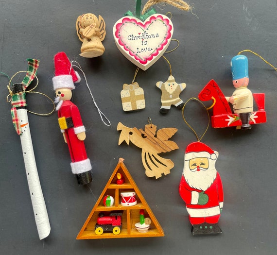 Vintage wooden christmas ornaments Clearance