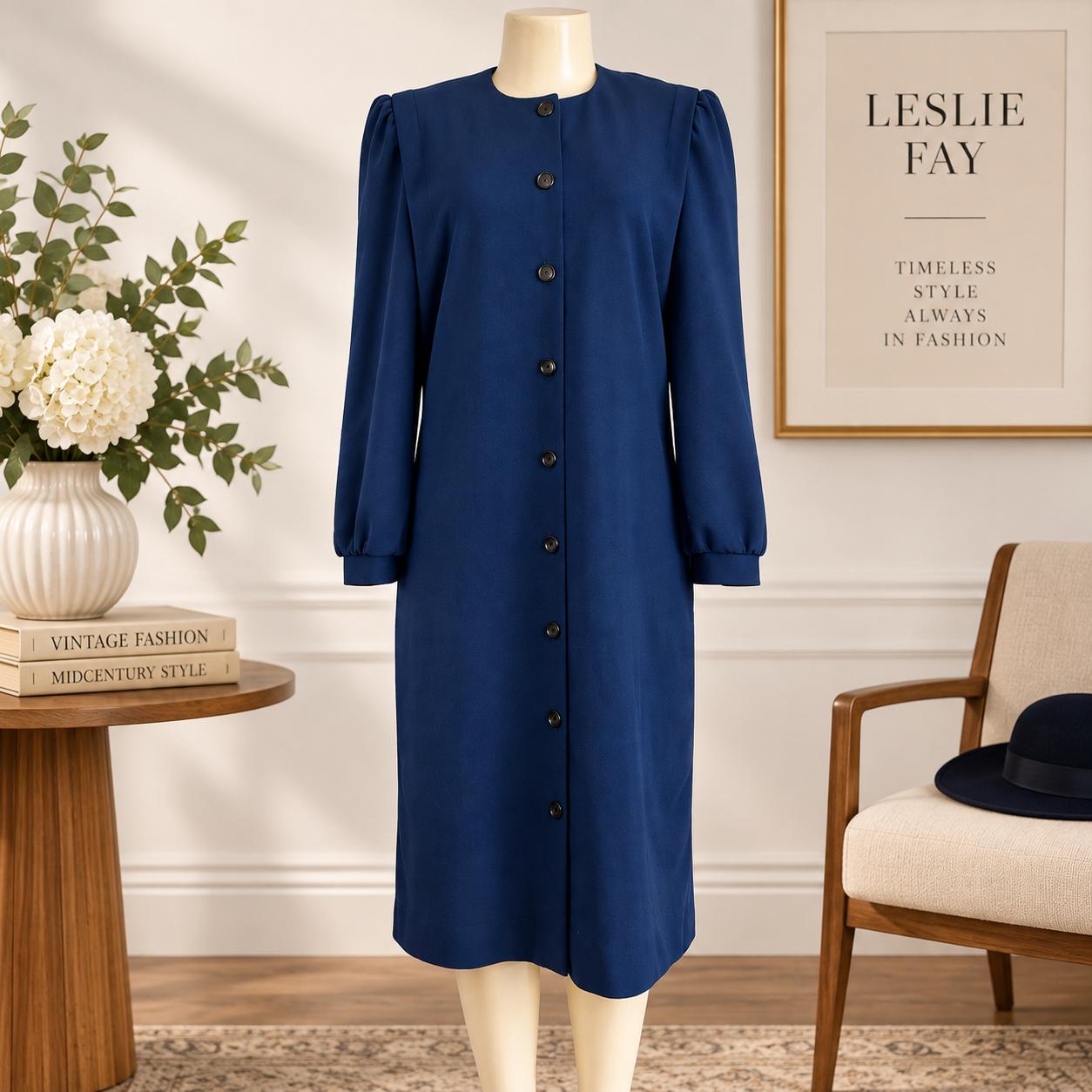 blue dress for funeral Navy Ecom Style:AP1E213180 handmade by LinenCloud Laundry Guide | How Color:Romantic Blue