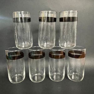 Vintage Libbey Glasses Set of 7 – Black Band Tumblers Midcentury Barware MCM Drinkware Retro Cocktail Glasses Glassware
