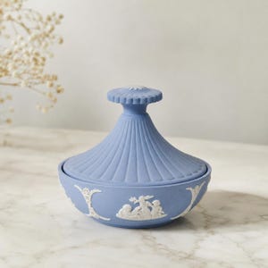 Vintage Wedgwood Jasperware Jar and Rare Trinket Box – Pale Blue