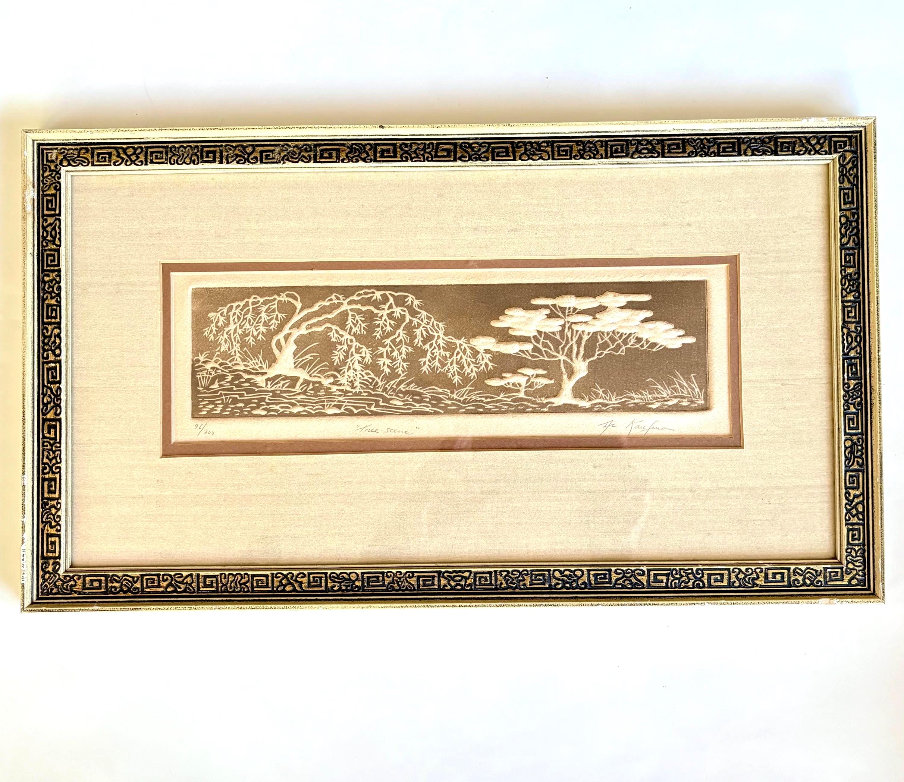 Al Kaufman Signed Intaglio Etching “tree-scene” 96/300 – Framed 