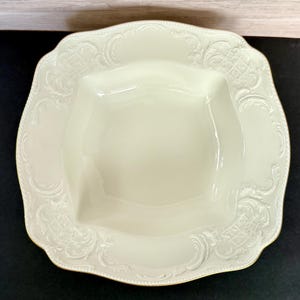 Vintage Rosenthal Sanssouci Square Vegetable Bowl – Ivory with Gold Trim | Made in Germany | Elegant 1980s Serveware | Barbara Pattern | 9&quot;