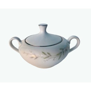 Açucareiro vintage St. Regis com tampa – Porcelana floral, acabamento em platina, padrão 101, porcelana fina japonesa, presente de chá