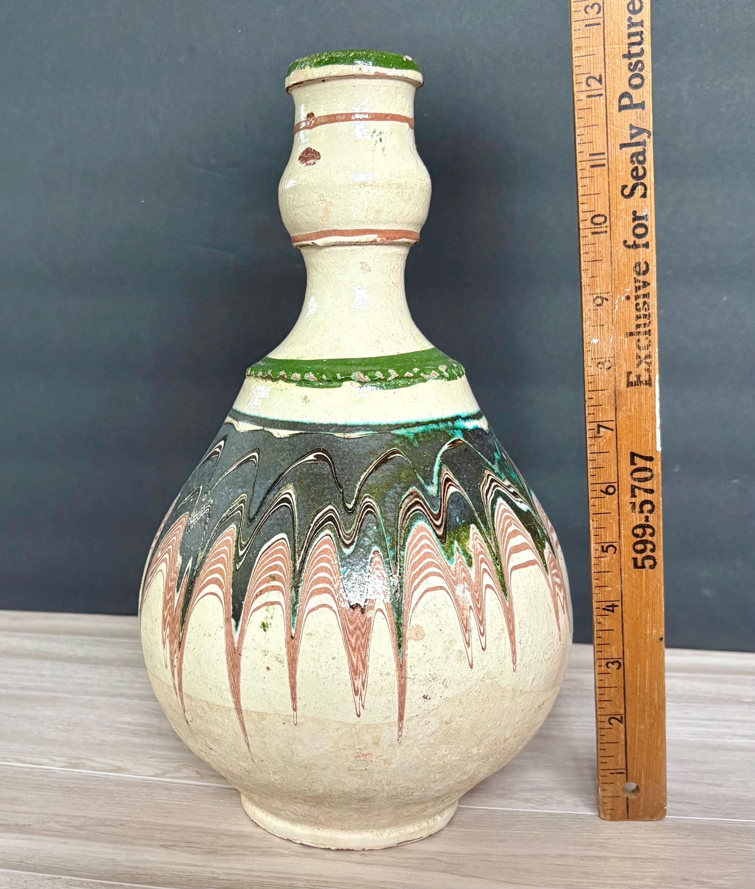 アンティーク キニク陶器の水差し – 1920年代 トルコ製テラコッタ