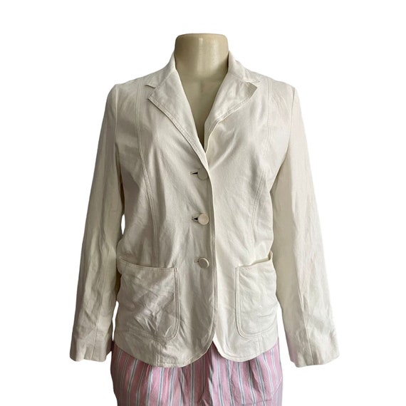 Vintage 1960s Suede Blazer Jacket Size S white mi… - image 3