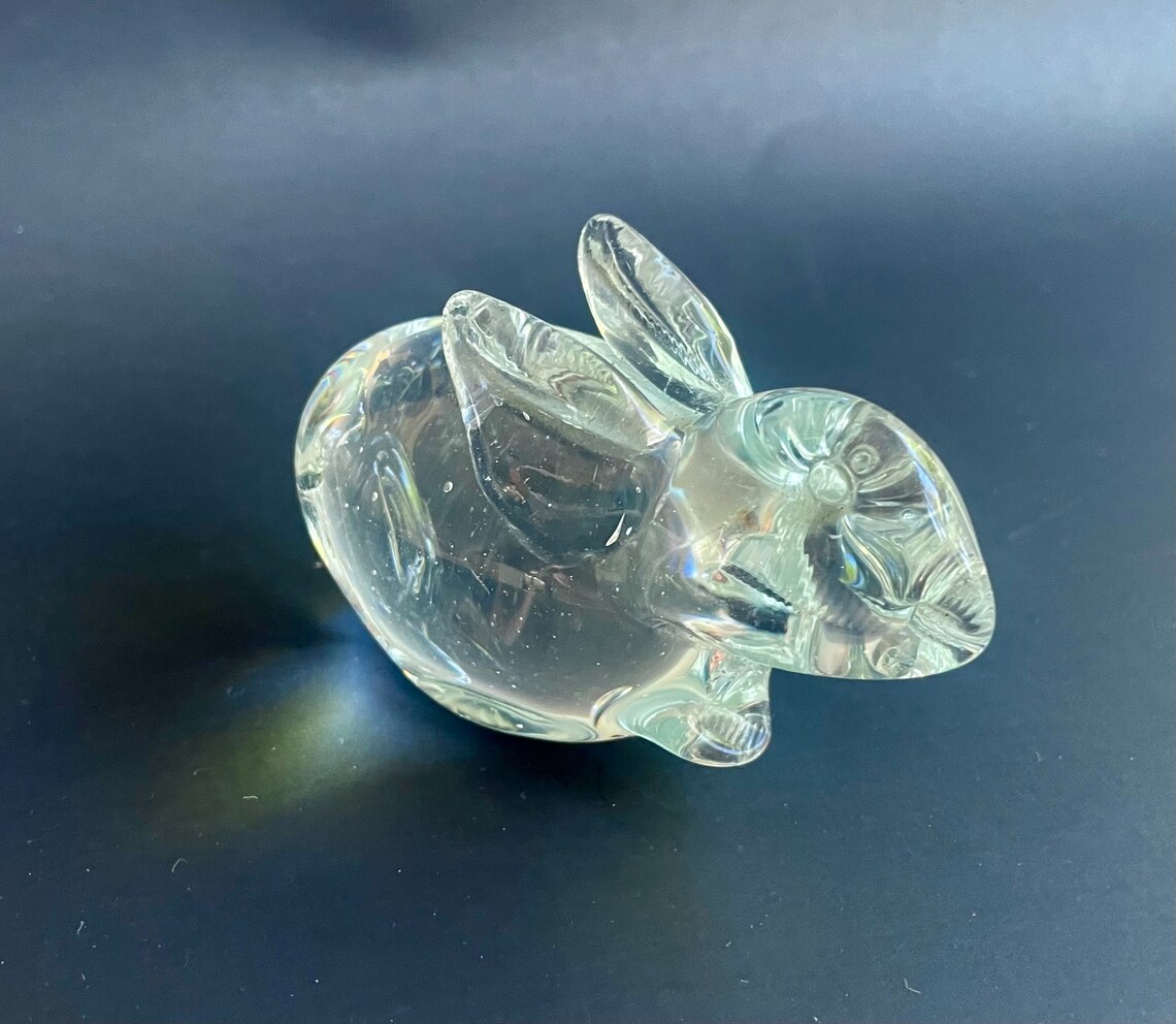 Vintage Glass Bunny Rabbit Paperweight Art Glass Controlled Bubbles ...