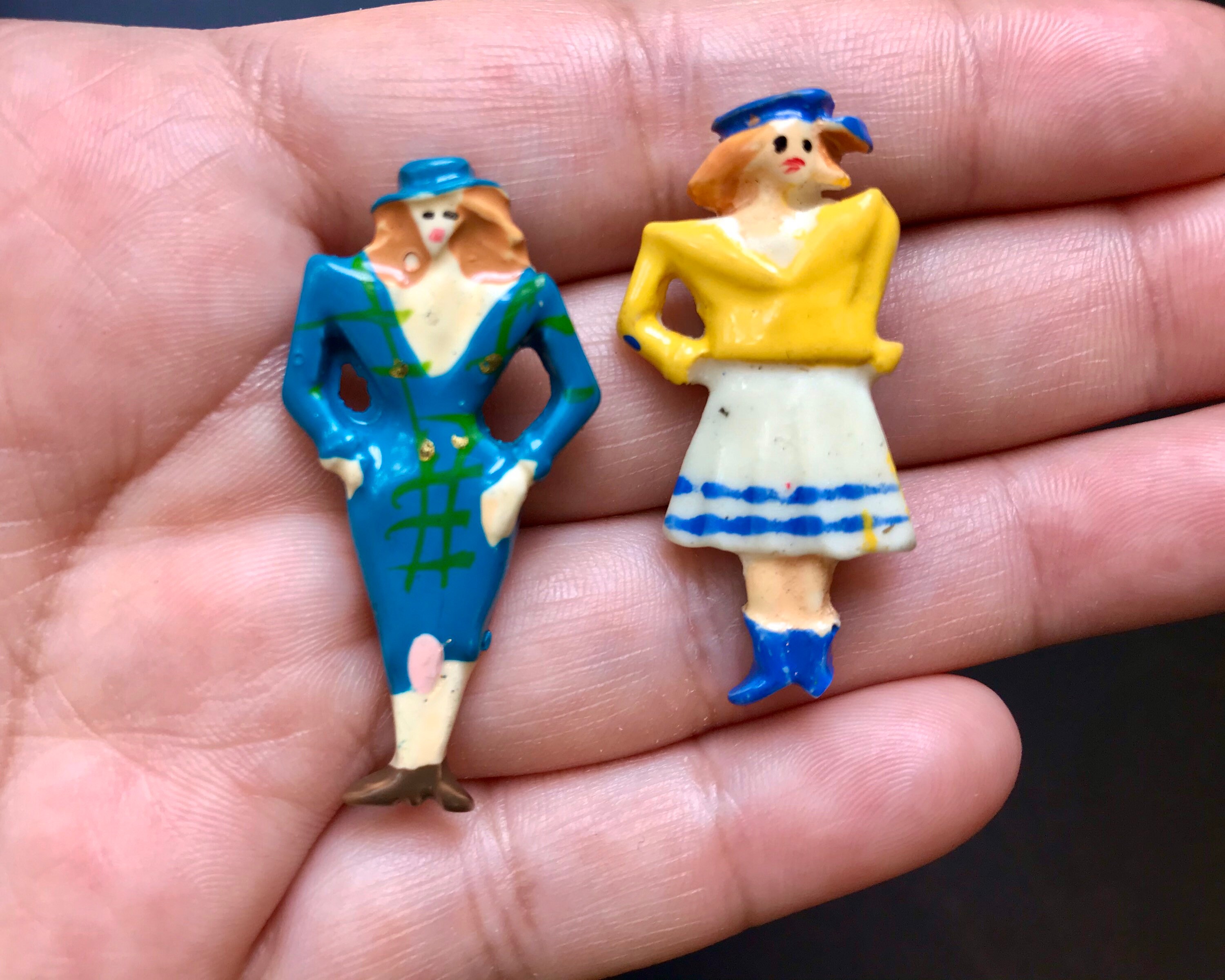 Vintage Brooch Pair 1980s Ladies Fashion Brooches Set of 2 Pin
