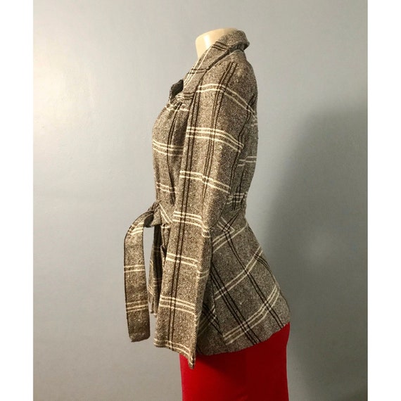 Vintage JC Penney Coat Jacket 1970s Brown Plaid D… - image 5