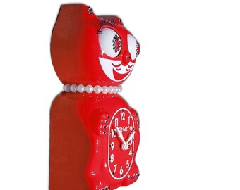 Official SCARLET RED Kit Cat Klock Clock - Lady - Jeweled Swarovski Crystals
