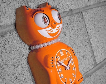 Official PUMPKIN DELIGHT Orange Kit Cat Klock Clock - Lady - Jeweled Swarovski Crystals