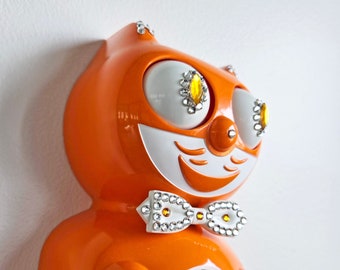 Official PUMPKIN DELIGHT Orange Kit Cat Klock Clock - Gentlemen - Jeweled Swarovski Crystals