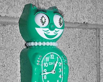 Official EMERALD GREEN Kit Cat Klock Clock - Lady - Jeweled Swarovski Crystals