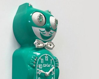 GREEN BEAUTY Kit Cat Clock - Gentleman - Hand JEWELED with Genuine Swarovski Crystals
