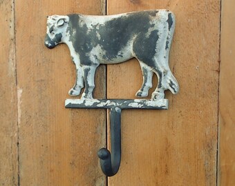 On Sale! COW HOOK - Rustic Farmhouse Vintage Style - Solid Heavy Cast Iron