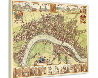 London England - 1884 Bishopsgate Map - Premium Mounted Wrap Canvas Artwork