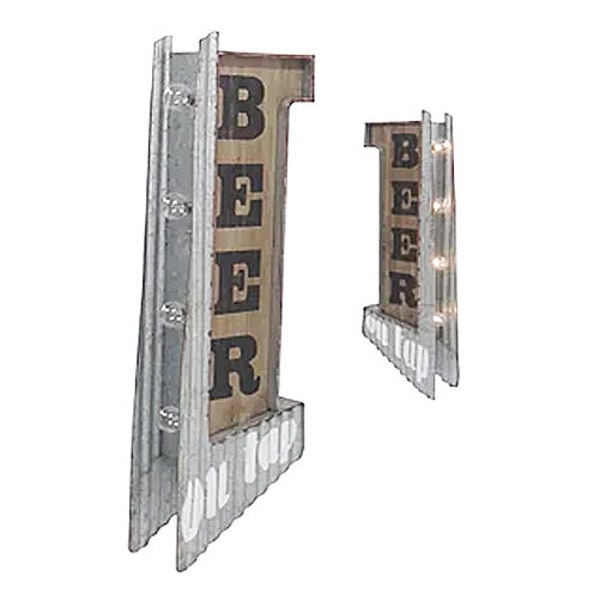 On Sale! BEER Metal Sign - BATTERY OPERATED - Man Cave Bar - Double Sided Rustic Vintage Style Marquee Light Up