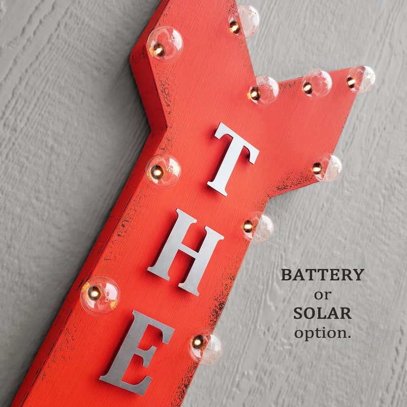 Plugin Battery or Solar 36 HIKING Metal Arrow Sign Rustic Marquee Light Up On Sale Hiking Trail Camp Camping Outdoors Trail Ahead