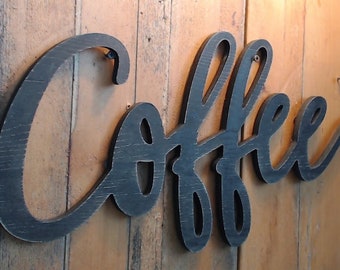 On Sale! COFFEE - Black Wood Sign - Farmhouse Rustic Vintage Style Decor