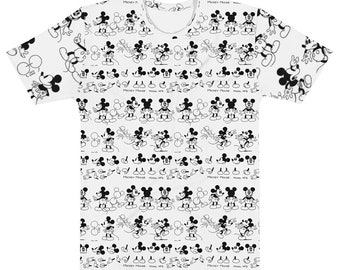 On Sale! MICKEY MOUSE - Vintage Sketch - All-Over Art Print on Front/Back/Sleeves - Unisex Classic Crew Neck Premium T-Shirt