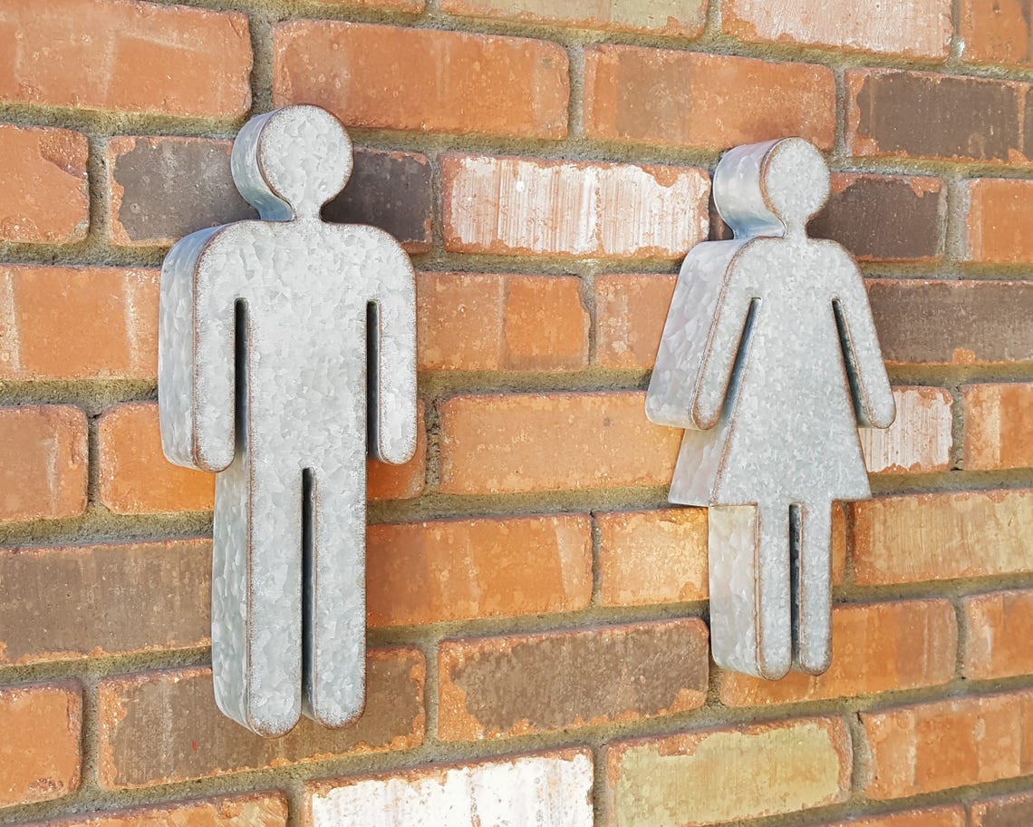 Rustic Metal Bathroom People Restroom Door Male Female Gender | Etsy