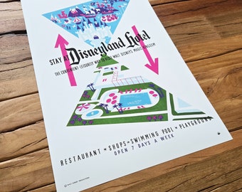 STAY at DISNEYLAND HOTEL - Vintage Theme Park Disney Poster Print - 16" x 24"