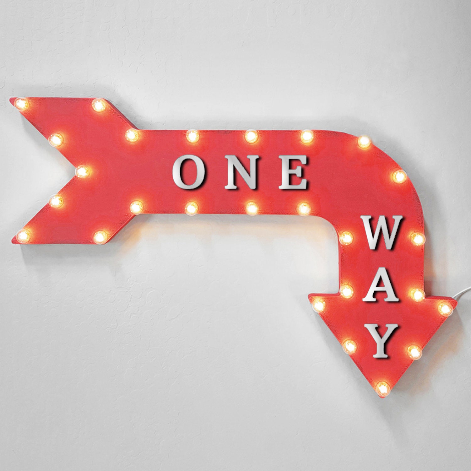 On Sale 36 One Way Metal Arrow Sign Plugin Battery Or Solar Street Road This Way Only Enter Here Rustic Marquee Light Up Sign