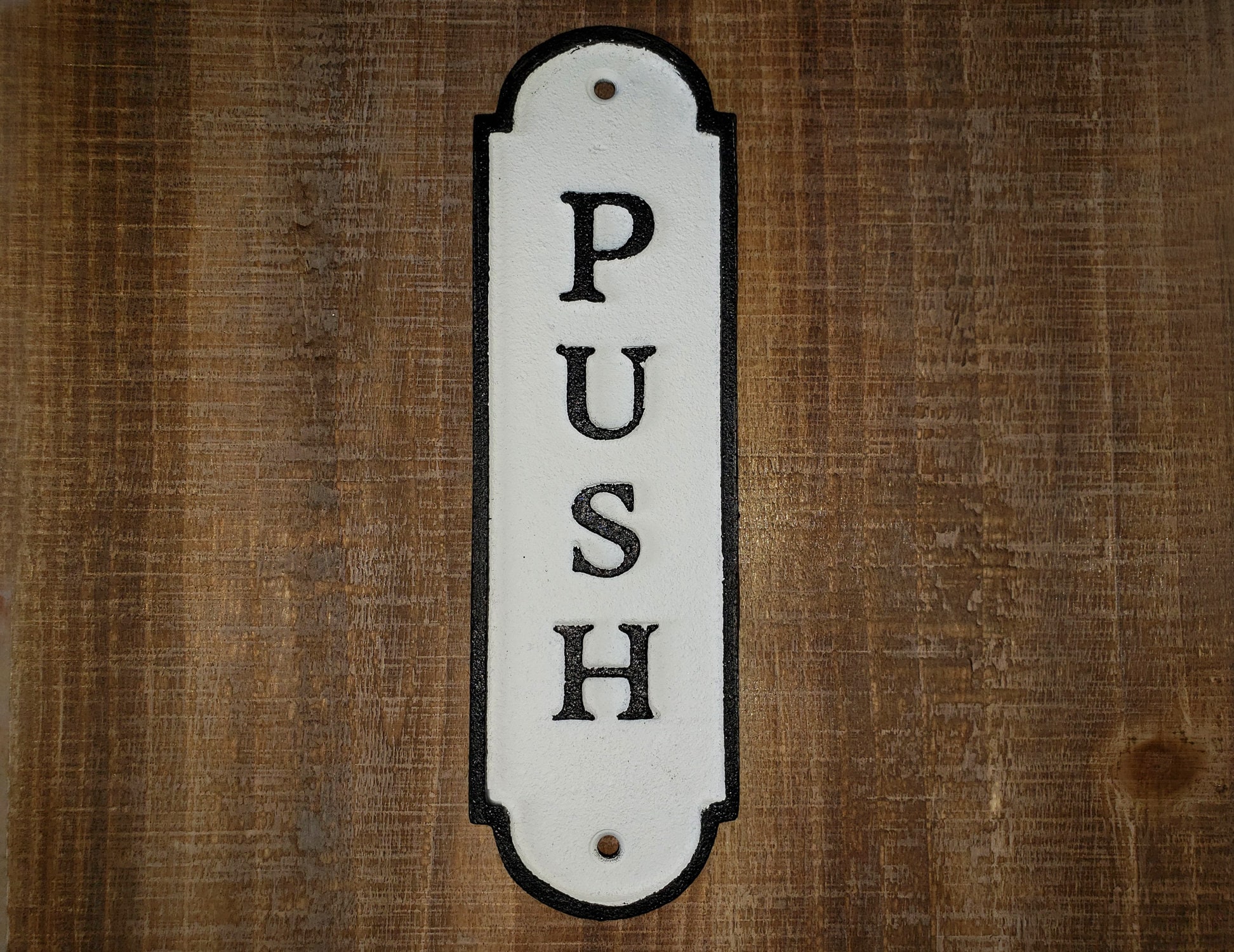 SOLID ANTIQUE STYLE CAST IRON PUSH AND PULL DOOR SIGNS DOOR PLAQUE