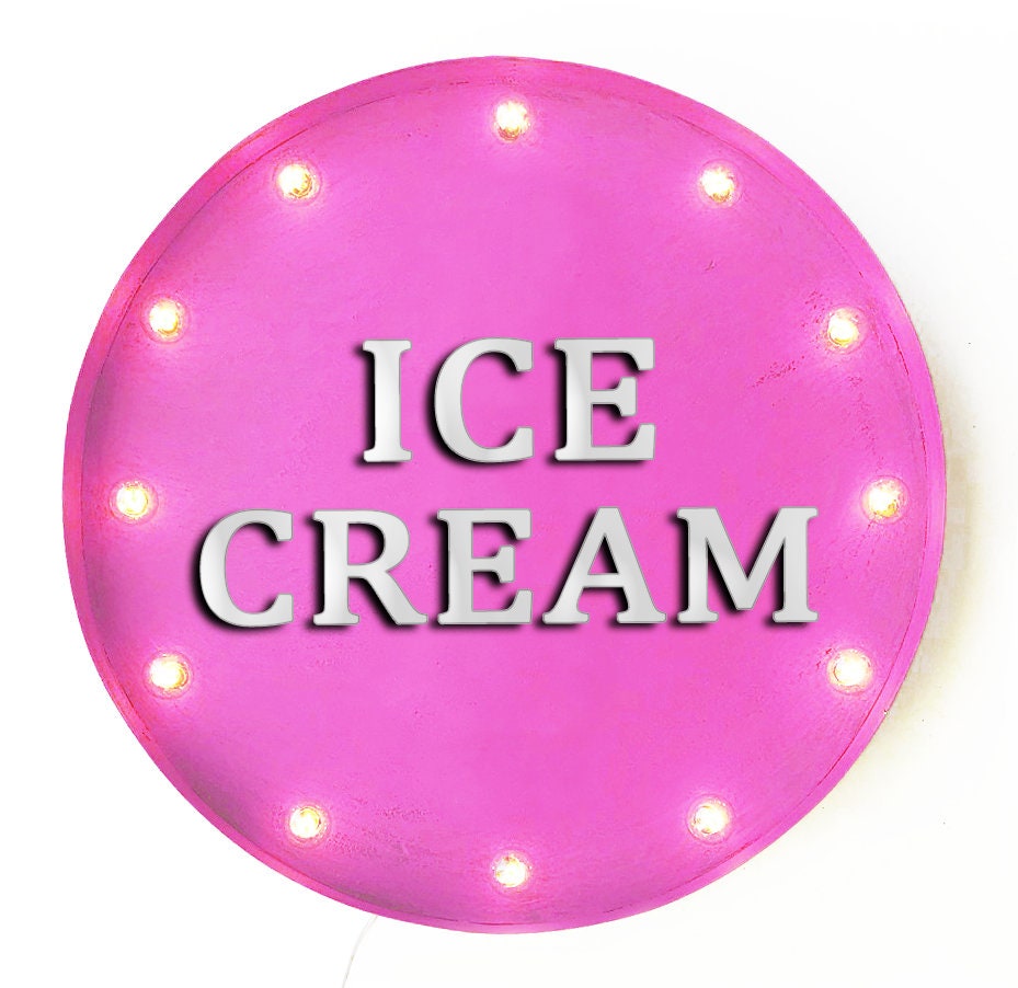 On Sale 20 ICE CREAM Round Metal Sign Plugin Battery Etsy