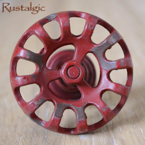 Rustic Cast Iron Industrial Vintage Water Hydrant Faucet Valve Handle - Decorative Pull Knob - Shabby Chic. GREEN - RED - WHITE