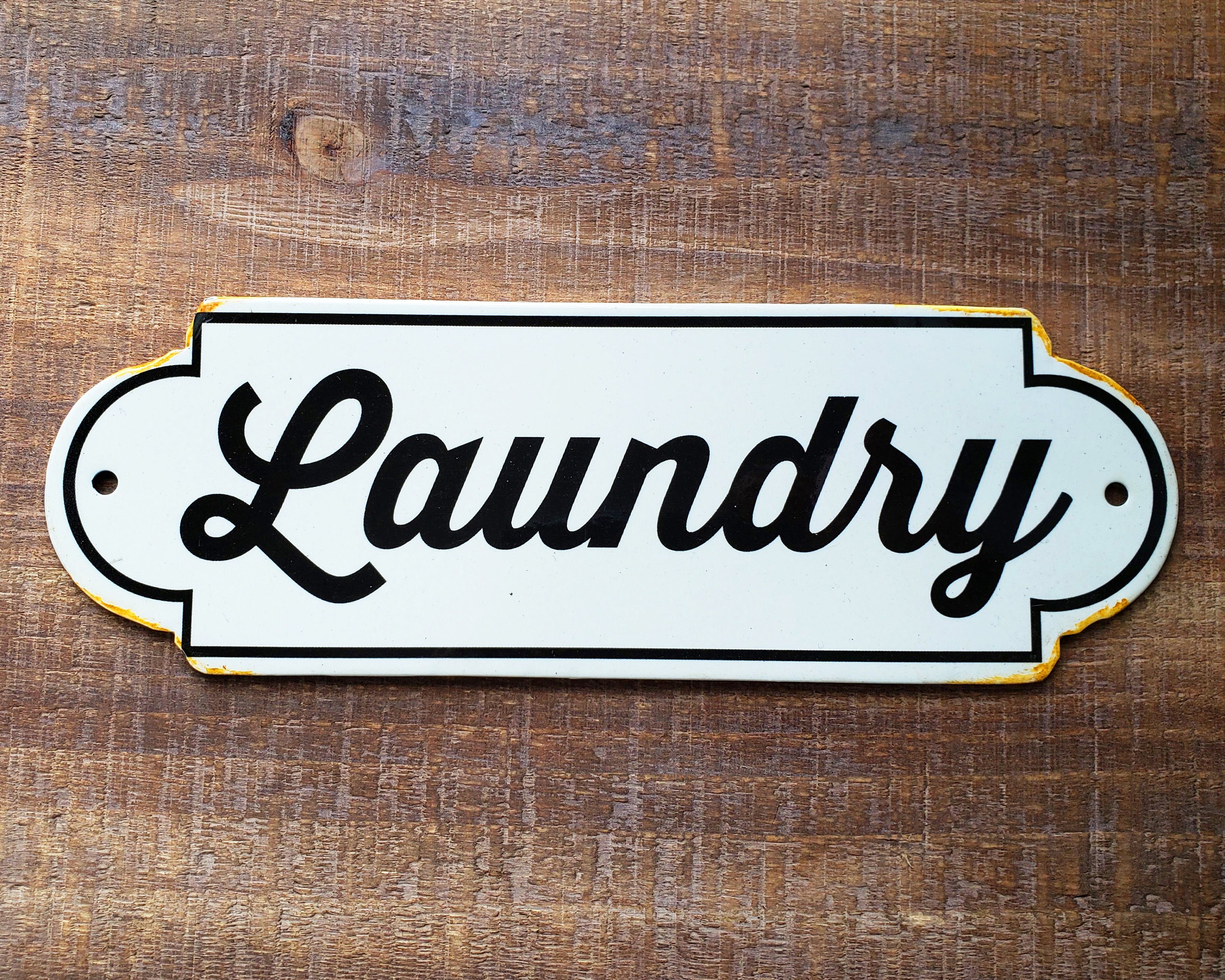 On Sale!  LAUNDRY Metal Vintage Antique Porcelain Style Door Sign Plaque
