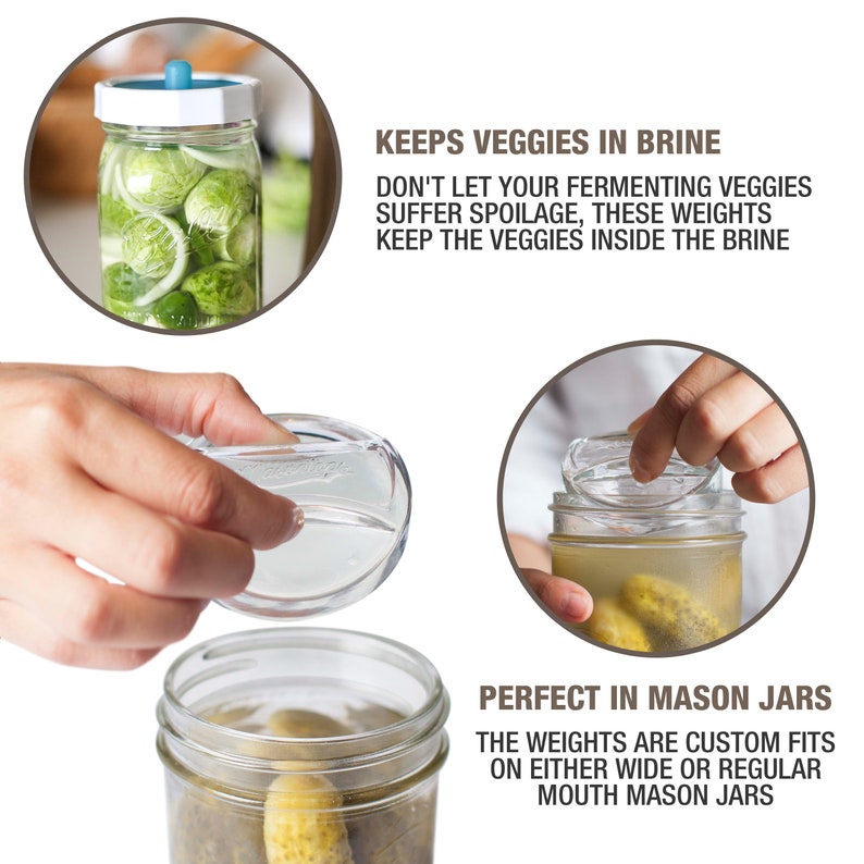 Masontops Pickle Pebble Glass Infinity Weights for Fermenting Pickling Weight Set Wide Mouth Mason Jar Fermentation image 3