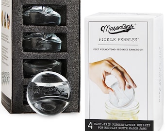 Masontops Pickle Pebble Glass Infinity Weights for Fermenting - Pickling Weight Set - Mason Jar Fermentation