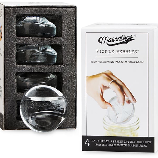Masontops Pickle Pebble Glass Infinity Weights for Fermenting - Pickling Weight Set - Mason Jar Fermentation
