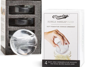 Masontops Pickle Pebble Glass Infinity Weights for Fermenting - Pickling Weight Set - Wide Mouth Mason Jar Fermentation