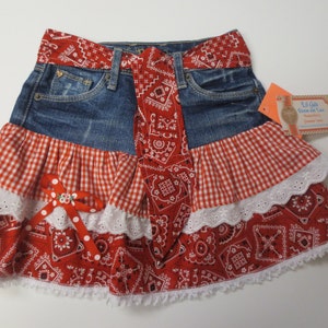 Girls Skirt, Country Western Skirt, Denim and Lace Girls Skirt, Cowgirl Skirt
