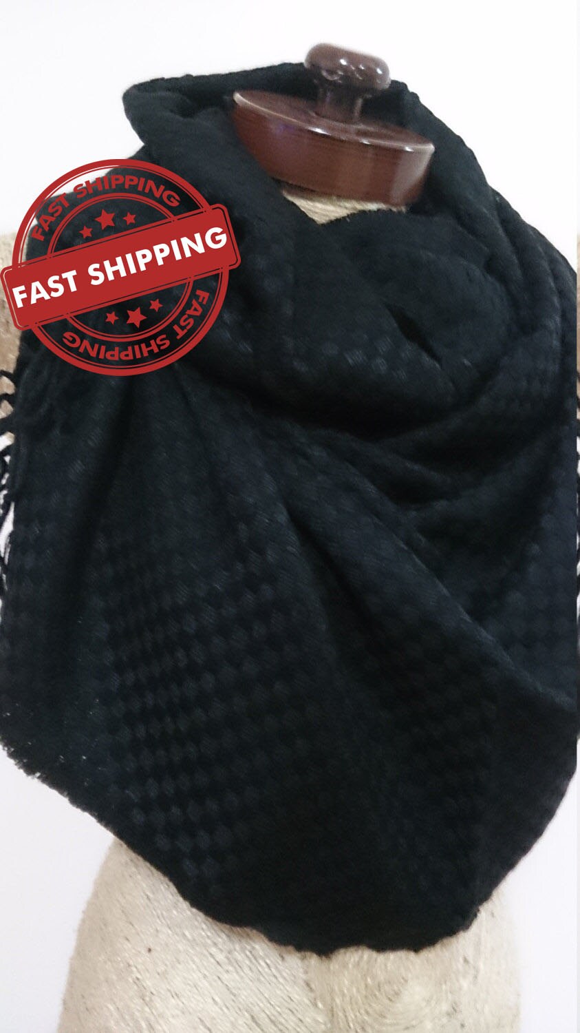 Black blanket scarf girlfriend gift boyfriend gift winter Etsy