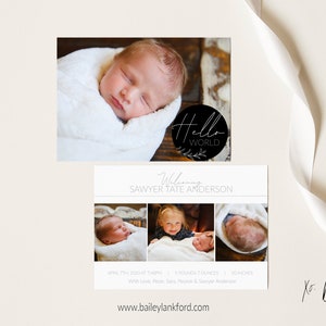 Geburtsanzeige Vorlage - Baby Ankündigung Vorlage für Fotografen - Neugeborenen 5x7 Karte - B002 - INSTANT DOWNLOAD