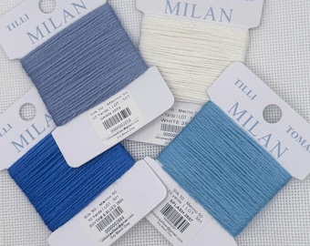 Fil de soie mérinos Milan Tilli Tomas | Fibre de luxe pour broderie | Collection côtière organisée | 13 et 14 mailles | Carte de 10 verges