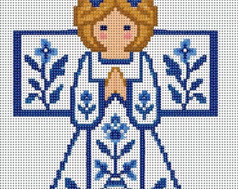 Chinoiserie Angel Needlepoint  Grandmillennial Needlepoint