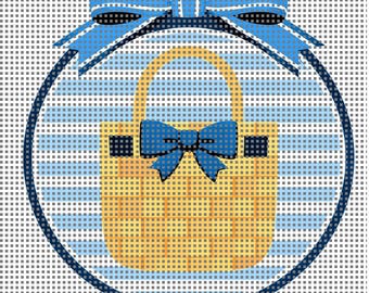 Toile fourre-tout pour broderie – 4 x 4 rond sur maille 14 | Conception de broderie côtière