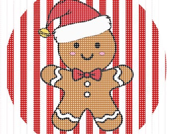 Gingerbread Man Needlepoint Ornament Canvas: Christmas Design, 4x4 Design