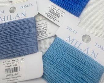 Tilli Tomas Milan Silk Merino Thread | Luxury Needlepoint Fiber | Coastal Curated Collection | 13 & 14 Mesh | 10 Yard Card