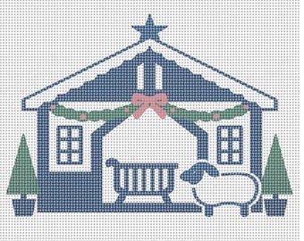 Crèche de Noël chinoises – Toile pour broderie | 4 x 5 pouces | Maille 14 fils