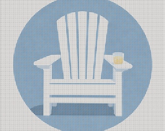 Toile pour chaise Adirondack | Motif estival de chinoiseries BCBG | Toile 4x4 | 18 mailles