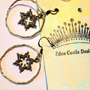 Star of David hoop earrings Jewish earrings bat mitzvah jewelry gift Judaica gifts image 2