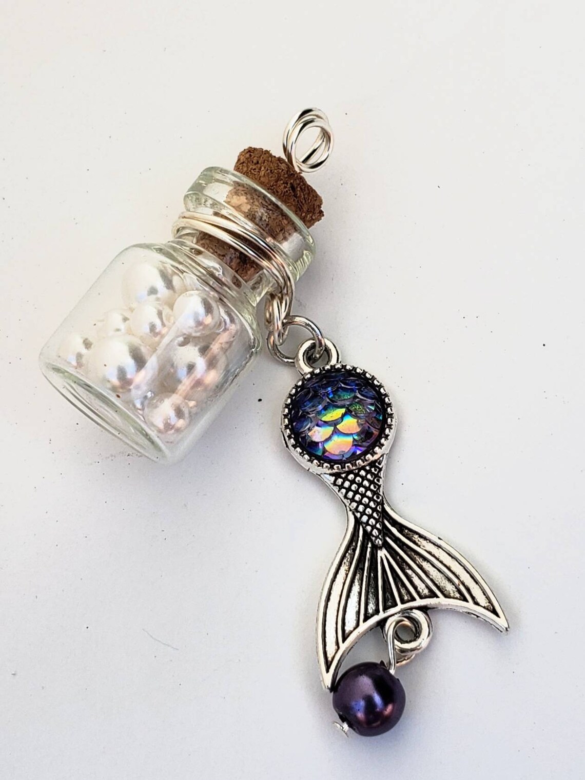 Mermaid Pendant Mermaid Pearl Tears Bottle Pendant Mermaid - Etsy