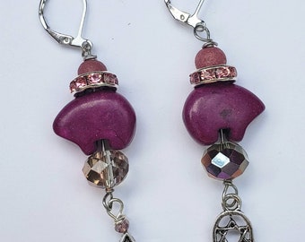 Pink Courage bear earrings