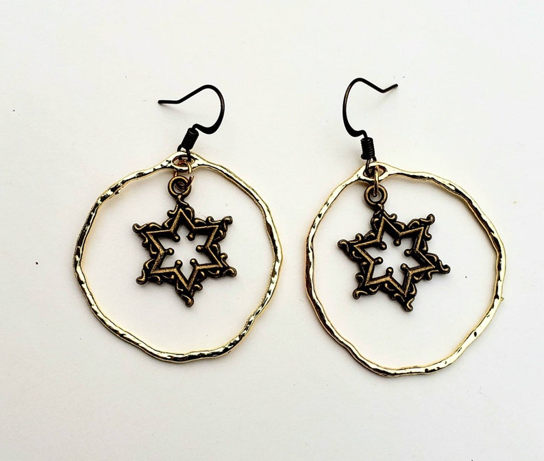 Star of David hoop earrings Jewish earrings bat mitzvah jewelry gift Judaica gifts image 3